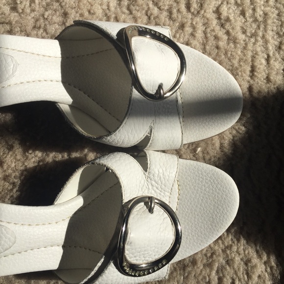 scholl white sandals